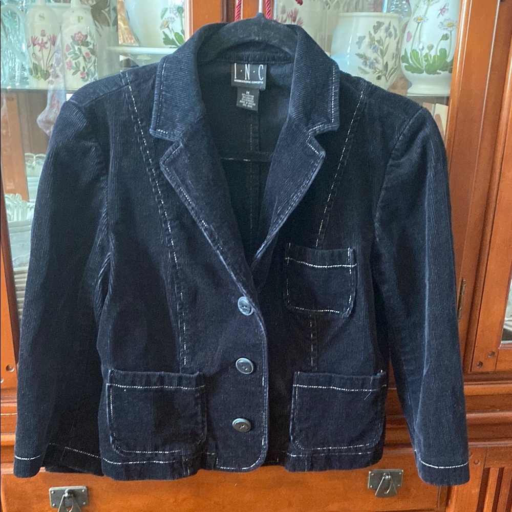INC International Concepts Women's Black Corduroy Jacket size M